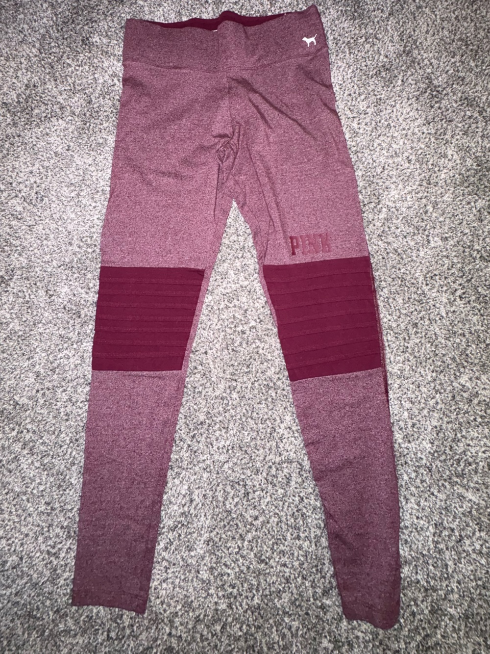 PINK Victoria's Secret Maroon Rib-Knee Women’s Work Out Leggings
